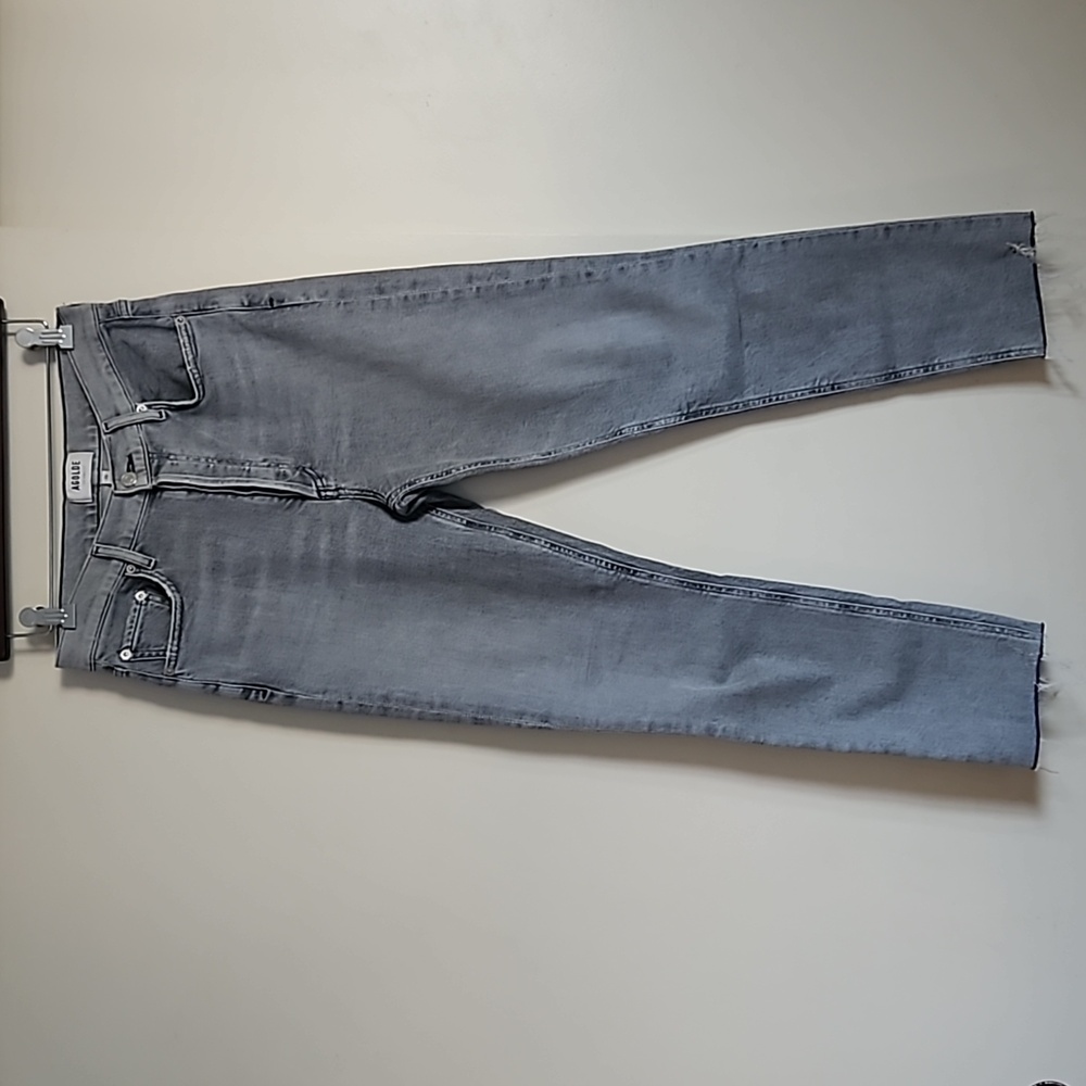 Agolde Gray High-Rise Buttons Fly Jeans Skinny Crop Raw Hem Size 26